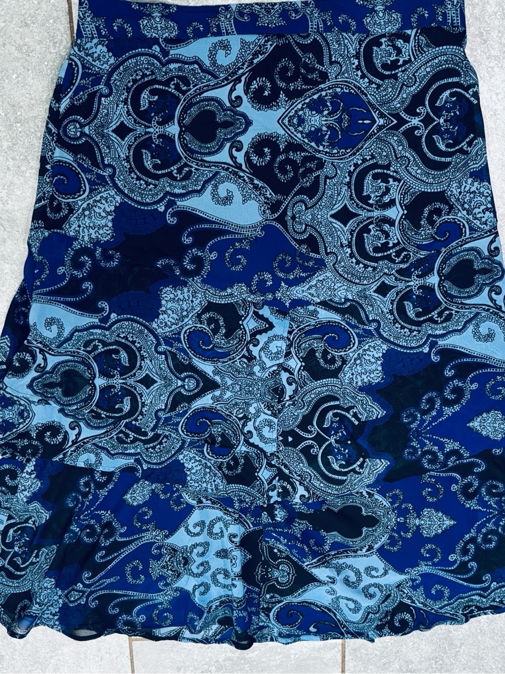 Blue Paisley A-Line Skirt